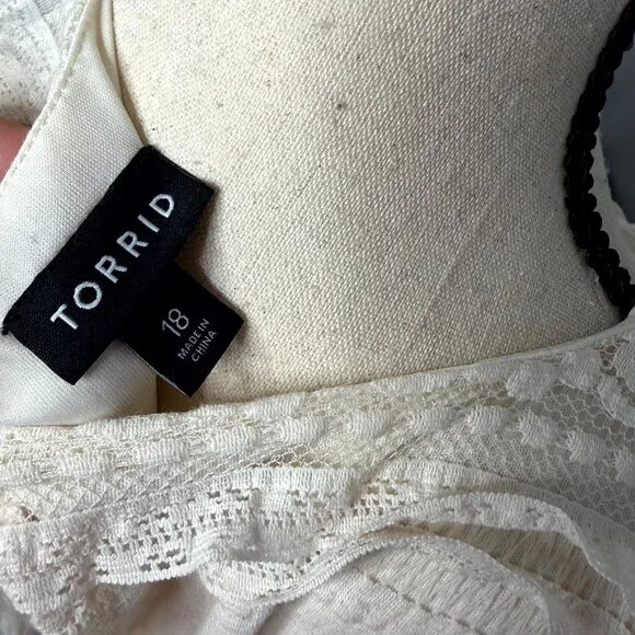 Torrid Ivory Lace High Neck Sleeveless Lined Tiered Dress Size 18 - Picture 13 of 13